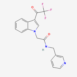 molecular formula C18H14F3N3O2 B4072127 N-(3-pyridinylmethyl)-2-[3-(trifluoroacetyl)-1H-indol-1-yl]acetamide 