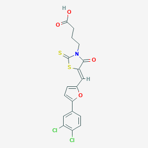 molecular formula C18H13Cl2NO4S2 B407214 4-[(5Z)-5-[[5-(3,4-dichlorophenyl)furan-2-yl]methylidene]-4-oxo-2-sulfanylidene-1,3-thiazolidin-3-yl]butanoic acid 