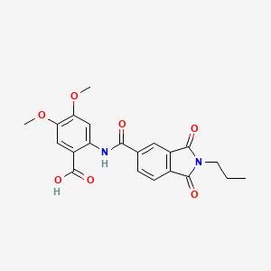 molecular formula C21H20N2O7 B4072158 2-{[(1,3-dioxo-2-propyl-2,3-dihydro-1H-isoindol-5-yl)carbonyl]amino}-4,5-dimethoxybenzoic acid 