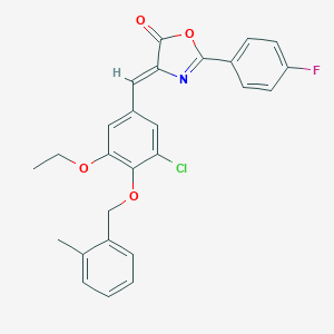 molecular formula C26H21ClFNO4 B407217 4-{3-chloro-5-ethoxy-4-[(2-methylbenzyl)oxy]benzylidene}-2-(4-fluorophenyl)-1,3-oxazol-5(4H)-one 