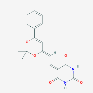 molecular formula C18H16N2O5 B407218 5-[(2Z)-2-(2,2-dimethyl-6-phenyl-1,3-dioxin-4-ylidene)ethylidene]-1,3-diazinane-2,4,6-trione CAS No. 239450-31-8