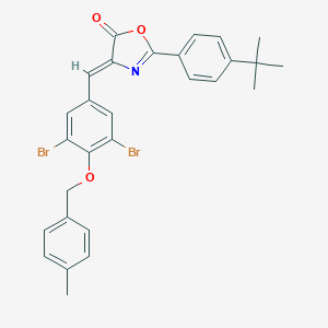 molecular formula C28H25Br2NO3 B407219 2-(4-tert-butylphenyl)-4-{3,5-dibromo-4-[(4-methylbenzyl)oxy]benzylidene}-1,3-oxazol-5(4H)-one 