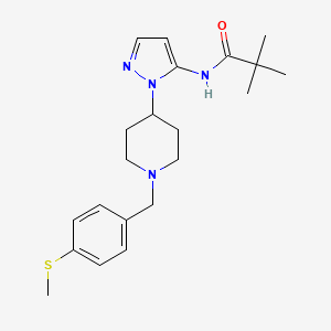 molecular formula C21H30N4OS B4072190 2,2-dimethyl-N-(1-{1-[4-(methylthio)benzyl]-4-piperidinyl}-1H-pyrazol-5-yl)propanamide 