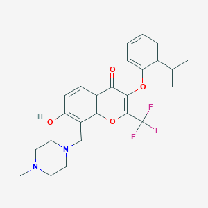 molecular formula C25H27F3N2O4 B4072204 7-hydroxy-3-(2-isopropylphenoxy)-8-[(4-methyl-1-piperazinyl)methyl]-2-(trifluoromethyl)-4H-chromen-4-one 