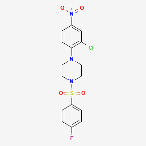 molecular formula C16H15ClFN3O4S B4072211 1-(2-chloro-4-nitrophenyl)-4-[(4-fluorophenyl)sulfonyl]piperazine 