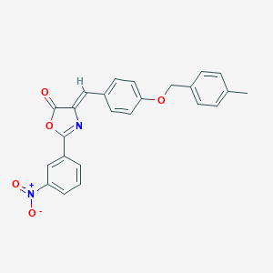 molecular formula C24H18N2O5 B407223 2-{3-nitrophenyl}-4-{4-[(4-methylbenzyl)oxy]benzylidene}-1,3-oxazol-5(4H)-one 