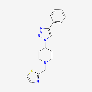 4-(4-phenyl-1H-1,2,3-triazol-1-yl)-1-(1,3-thiazol-2-ylmethyl)piperidine trifluoroacetate