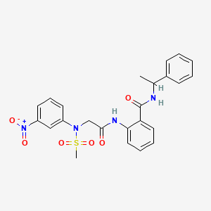 molecular formula C24H24N4O6S B4072235 2-{[N-(methylsulfonyl)-N-(3-nitrophenyl)glycyl]amino}-N-(1-phenylethyl)benzamide 