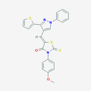 molecular formula C24H17N3O2S3 B407227 (5Z)-3-(4-methoxyphenyl)-5-[(1-phenyl-3-thiophen-2-ylpyrazol-4-yl)methylidene]-2-sulfanylidene-1,3-thiazolidin-4-one CAS No. 312601-44-8