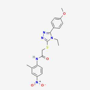 molecular formula C20H21N5O4S B4072288 2-{[4-ethyl-5-(4-methoxyphenyl)-4H-1,2,4-triazol-3-yl]thio}-N-(2-methyl-4-nitrophenyl)acetamide 