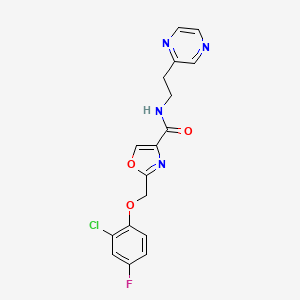 molecular formula C17H14ClFN4O3 B4072348 2-[(2-chloro-4-fluorophenoxy)methyl]-N-[2-(2-pyrazinyl)ethyl]-1,3-oxazole-4-carboxamide 