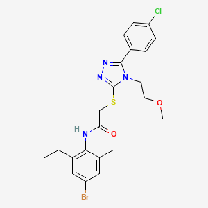 molecular formula C22H24BrClN4O2S B4072355 N-(4-bromo-2-ethyl-6-methylphenyl)-2-{[5-(4-chlorophenyl)-4-(2-methoxyethyl)-4H-1,2,4-triazol-3-yl]thio}acetamide 