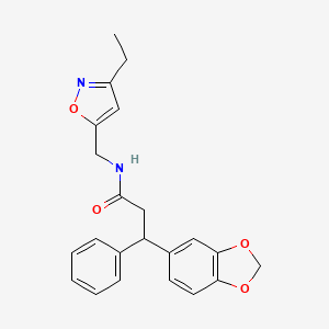 3-(1,3-benzodioxol-5-yl)-N-[(3-ethyl-5-isoxazolyl)methyl]-3-phenylpropanamide