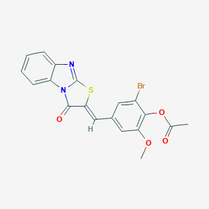 molecular formula C19H13BrN2O4S B407236 2-bromo-6-methoxy-4-[(3-oxo[1,3]thiazolo[3,2-a]benzimidazol-2(3H)-ylidene)methyl]phenyl acetate 