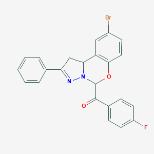 molecular formula C23H16BrFN2O2 B407237 (9-Bromo-2-phenyl-1,10b-dihydropyrazolo[1,5-c][1,3]benzoxazin-5-yl)(4-fluorophenyl)methanone 