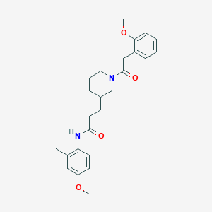 N-(4-methoxy-2-methylphenyl)-3-{1-[(2-methoxyphenyl)acetyl]-3-piperidinyl}propanamide