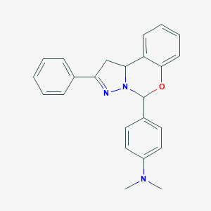 molecular formula C24H23N3O B407240 N,N-Dimethyl-4-(2-phenyl-1,10b-dihydropyrazolo[1,5-c][1,3]benzoxazin-5-yl)aniline CAS No. 140472-95-3