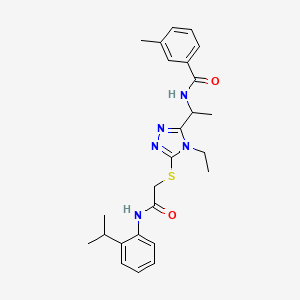 molecular formula C25H31N5O2S B4072411 N-{1-[4-ethyl-5-({2-[(2-isopropylphenyl)amino]-2-oxoethyl}thio)-4H-1,2,4-triazol-3-yl]ethyl}-3-methylbenzamide 