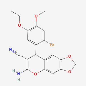 molecular formula C20H17BrN2O5 B4072455 6-amino-8-(2-bromo-5-ethoxy-4-methoxyphenyl)-8H-[1,3]dioxolo[4,5-g]chromene-7-carbonitrile 