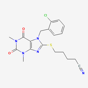 5-{[7-(2-chlorobenzyl)-1,3-dimethyl-2,6-dioxo-2,3,6,7-tetrahydro-1H-purin-8-yl]thio}pentanenitrile