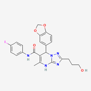 molecular formula C23H22IN5O4 B4072493 7-(1,3-benzodioxol-5-yl)-2-(3-hydroxypropyl)-N-(4-iodophenyl)-5-methyl-4,7-dihydro[1,2,4]triazolo[1,5-a]pyrimidine-6-carboxamide 
