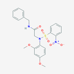 molecular formula C23H23N3O7S B407250 2-[[2,4-bis(methyloxy)phenyl]({2-nitrophenyl}sulfonyl)amino]-N-(phenylmethyl)acetamide 