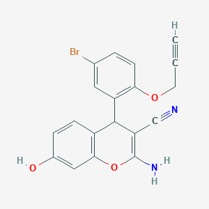 molecular formula C19H13BrN2O3 B4072530 2-amino-4-[5-bromo-2-(2-propyn-1-yloxy)phenyl]-7-hydroxy-4H-chromene-3-carbonitrile 