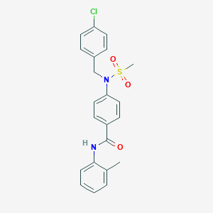 molecular formula C22H21ClN2O3S B407254 4-[(4-chlorophenyl)methyl-methylsulfonylamino]-N-(2-methylphenyl)benzamide 