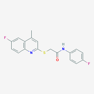 molecular formula C18H14F2N2OS B4072544 2-[(6-fluoro-4-methyl-2-quinolinyl)thio]-N-(4-fluorophenyl)acetamide 