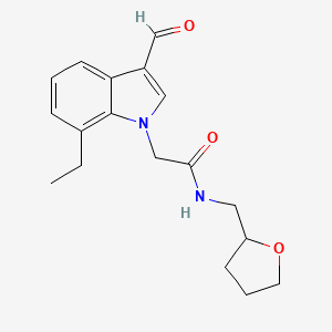 2-(7-ethyl-3-formyl-1H-indol-1-yl)-N-(tetrahydro-2-furanylmethyl)acetamide