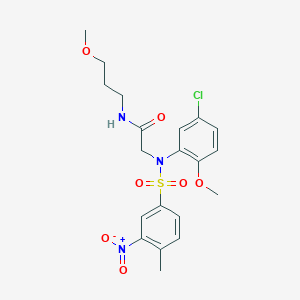 molecular formula C20H24ClN3O7S B407257 2-[5-chloro({3-nitro-4-methylphenyl}sulfonyl)-2-methoxyanilino]-N-(3-methoxypropyl)acetamide 