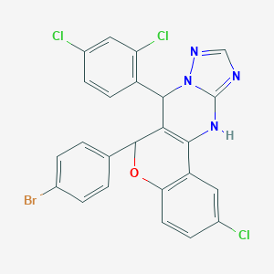 molecular formula C24H14BrCl3N4O B407264 6-(4-bromophenyl)-2-chloro-7-(2,4-dichlorophenyl)-7,12-dihydro-6H-chromeno[4,3-d][1,2,4]triazolo[1,5-a]pyrimidine 