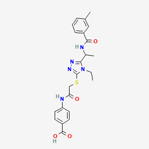 molecular formula C23H25N5O4S B4072663 4-({[(4-ethyl-5-{1-[(3-methylbenzoyl)amino]ethyl}-4H-1,2,4-triazol-3-yl)thio]acetyl}amino)benzoic acid 