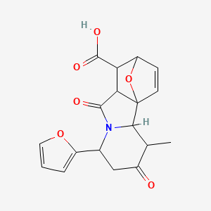 molecular formula C18H17NO6 B4072701 6-(2-furyl)-3-methyl-4,8-dioxo-14-oxa-7-azatetracyclo[9.2.1.0~1,9~.0~2,7~]tetradec-12-ene-10-carboxylic acid 