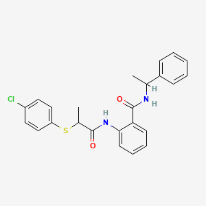 molecular formula C24H23ClN2O2S B4072735 2-({2-[(4-chlorophenyl)thio]propanoyl}amino)-N-(1-phenylethyl)benzamide 