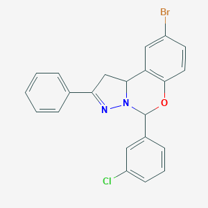 molecular formula C22H16BrClN2O B407274 9-Bromo-5-(3-chlorophenyl)-2-phenyl-1,10b-dihydropyrazolo[1,5-c][1,3]benzoxazine 