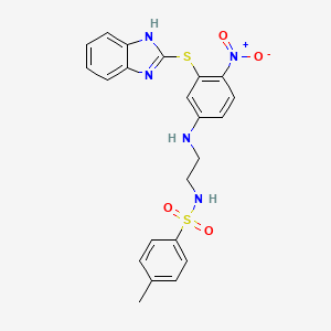 molecular formula C22H21N5O4S2 B4072759 N-(2-{[3-(1H-benzimidazol-2-ylthio)-4-nitrophenyl]amino}ethyl)-4-methylbenzenesulfonamide 