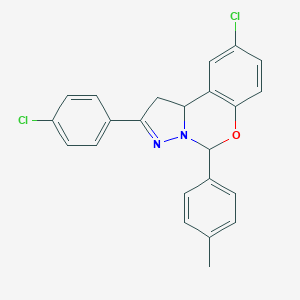 molecular formula C23H18Cl2N2O B407277 9-Chloro-2-(4-chlorophenyl)-5-(4-methylphenyl)-1,10b-dihydropyrazolo[1,5-c][1,3]benzoxazine 