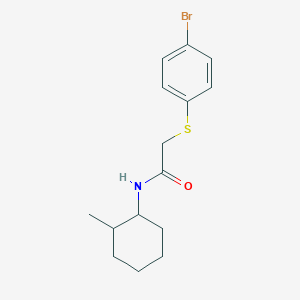 molecular formula C15H20BrNOS B4072774 2-[(4-bromophenyl)thio]-N-(2-methylcyclohexyl)acetamide 