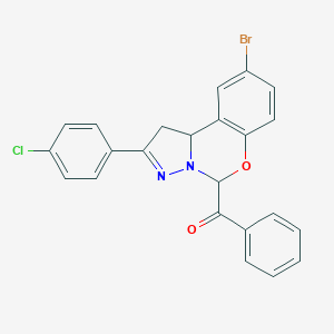 molecular formula C23H16BrClN2O2 B407279 [9-Bromo-2-(4-chlorophenyl)-1,10b-dihydropyrazolo[1,5-c][1,3]benzoxazin-5-yl](phenyl)methanone 