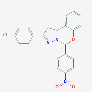 molecular formula C22H16ClN3O3 B407281 2-(4-Chlorophenyl)-5-(4-nitrophenyl)-1,10b-dihydropyrazolo[1,5-c][1,3]benzoxazine 