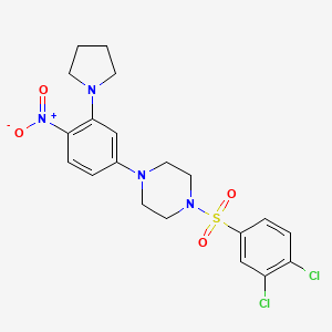 molecular formula C20H22Cl2N4O4S B4072810 1-[(3,4-dichlorophenyl)sulfonyl]-4-[4-nitro-3-(1-pyrrolidinyl)phenyl]piperazine 