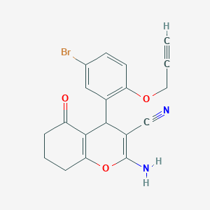 molecular formula C19H15BrN2O3 B4072861 2-amino-4-[5-bromo-2-(2-propyn-1-yloxy)phenyl]-5-oxo-5,6,7,8-tetrahydro-4H-chromene-3-carbonitrile 