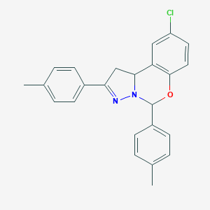 molecular formula C24H21ClN2O B407289 9-Chloro-2,5-bis(4-methylphenyl)-1,10b-dihydropyrazolo[1,5-c][1,3]benzoxazine CAS No. 332061-24-2