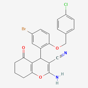 2-amino-4-{5-bromo-2-[(4-chlorobenzyl)oxy]phenyl}-5-oxo-5,6,7,8-tetrahydro-4H-chromene-3-carbonitrile