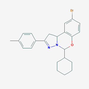 molecular formula C23H25BrN2O B407292 9-Bromo-5-cyclohexyl-2-(4-methylphenyl)-1,10b-dihydropyrazolo[1,5-c][1,3]benzoxazine 