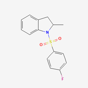 molecular formula C15H14FNO2S B4072969 1-[(4-fluorophenyl)sulfonyl]-2-methylindoline 