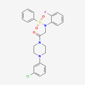 molecular formula C24H23ClFN3O3S B4073000 N-{2-[4-(3-Chloro-phenyl)-piperazin-1-yl]-2-oxo-ethyl}-N-(2-fluoro-phenyl)-benzenesulfonamide 