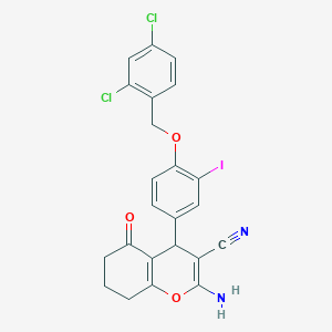 molecular formula C23H17Cl2IN2O3 B4073008 2-amino-4-{4-[(2,4-dichlorobenzyl)oxy]-3-iodophenyl}-5-oxo-5,6,7,8-tetrahydro-4H-chromene-3-carbonitrile 