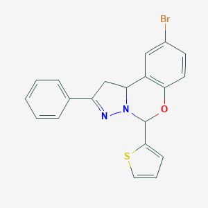 molecular formula C20H15BrN2OS B407301 9-Bromo-2-phenyl-5-thien-2-yl-1,10b-dihydropyrazolo[1,5-c][1,3]benzoxazine 